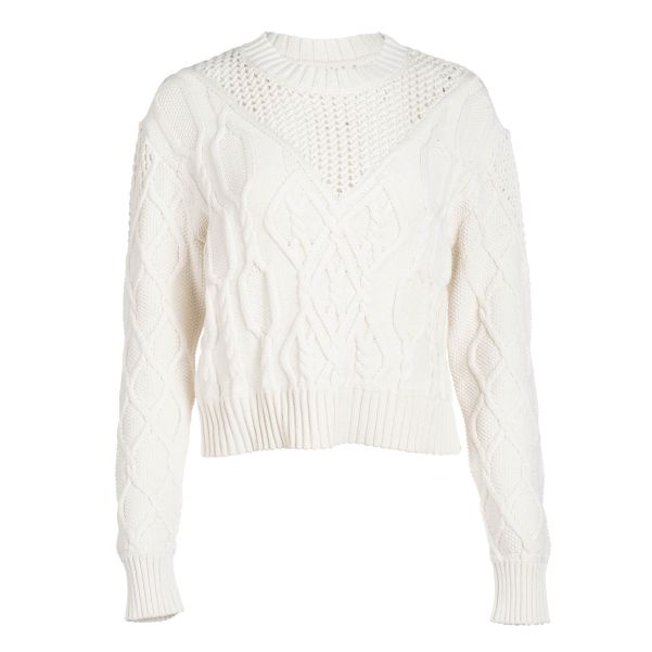 Pearled Ivory Cable Knit Sweater Women Dannijo Tops