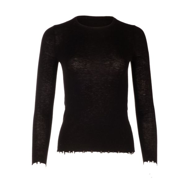 Women Noir Merino Wool Crewneck Sweater Dannijo Tops